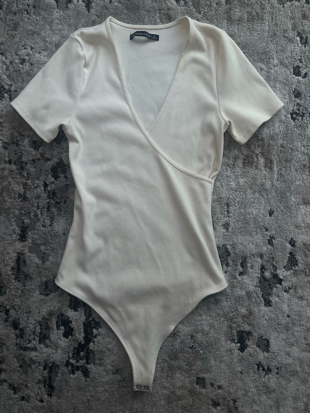 Abercrombie & Fitch Cream Wrap-Style Ribbed Bodysuit